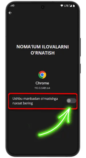Noma'lum manbalardan o'rnatishga ruxsat berish