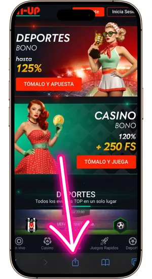 Tocar el ícono en el centro