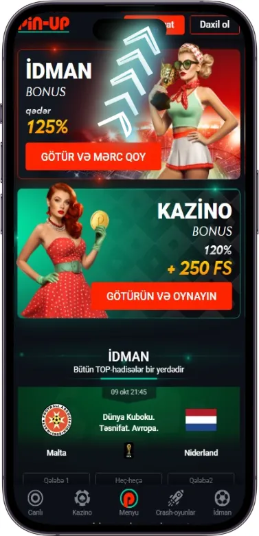 Pin Up qeydiyyat düyməsi