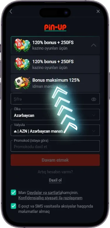 Pin Up xoş gəldin bonusu